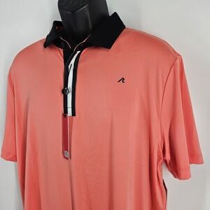 New REDVANLY Monroe Performance Polo Coral Mens Size XL Golf Luxury